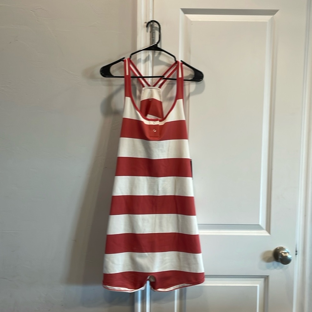 Rags to Raches Red Stripe romper shortall